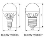 Immagine di BILO 3W/5W - T SMD E14 - WW-  LAMPADINA MINI GLOBO LED CON VETRO BIANCO