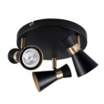 Immagine di FARETTO DIREZIONALE SOFFITTO E PARETE - 3XGU10 CIRCOLARE MILENO - NERO/ORO