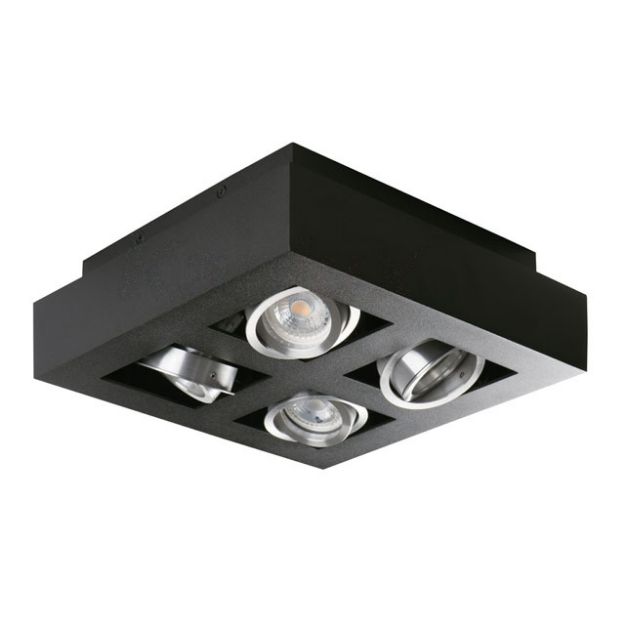 Immagine di FARETTI A SOFFITTO 4XGU10 - STOBI DLP 450 - NERO -  360*142*85 mm - 65/45° 