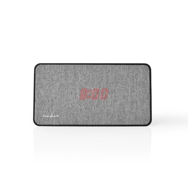Immagine di Altoparlante Bluetooth® in Tessuto | 15 W | Fino a 4 Ore di Riproduzione | Orologio Digitale | NERO/GRIGIO