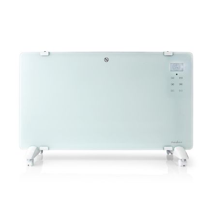 Immagine di Termoconvettore a Pannello in Vetro | Termostato | Display LCD | 2 Impostazioni di Calore | Supporto a Parete / Pavimento | 2000 W | Bianco