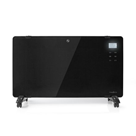 Immagine di Termoconvettore a Pannello in Vetro | Termostato | Display LCD | 2 Impostazioni di Calore | Supporto a Parete / Pavimento | 2000 W | NERO
