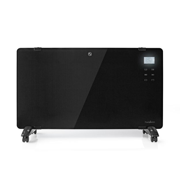 Immagine di Termoconvettore a Pannello in Vetro | Termostato | Display LCD | 2 Impostazioni di Calore | Supporto a Parete / Pavimento | 2000 W | NERO