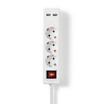 Immagine di MULTIPRESA Spina Tedesca / Tipo F (CEE 7/7) | 3 direzioni | 1.50 m | 3680 W | 16 A | Tipo di messa a terra: Contatti laterali | 230 V ~ 50/60 Hz | Angolo presa: 45 ° | H05VV-F 3G1.5mm² | Interruttore integrato | Bianco