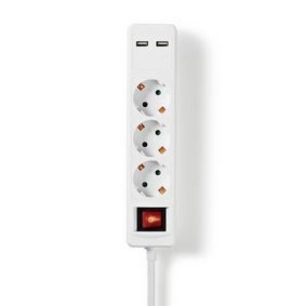 Immagine di MULTIPRESA Spina Tedesca / Tipo F (CEE 7/7) | 3 direzioni | 1.50 m | 3680 W | 16 A | Tipo di messa a terra: Contatti laterali | 230 V ~ 50/60 Hz | Angolo presa: 45 ° | H05VV-F 3G1.5mm² | Interruttore integrato | Bianco