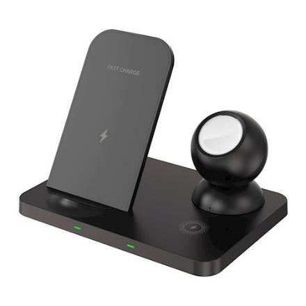Immagine di Caricabatterie wireless XO WX018 3in1 nero 15W