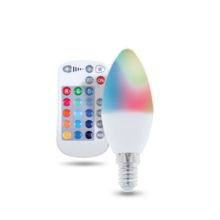 Immagine di LED Bulb E14 C37 RGB + White 5W + RC - CANDELA 