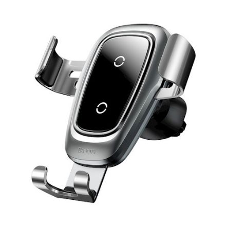 Immagine di Base supporto per auto gravità - Metallo con funzione di ricarica wireless argento metallo