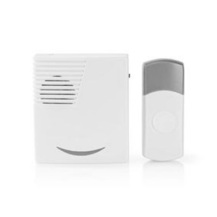 Immagine di Set campanello senza fili  Alimentazione a batteria | 3 V DC | 2x AA | 1x CR2032 | Batterie incluse | Volume: 80 dB | Intervallo segnale: 100 m | IP44 | 36 Melodie | 1 Ricevitore | Bianco / Grigio