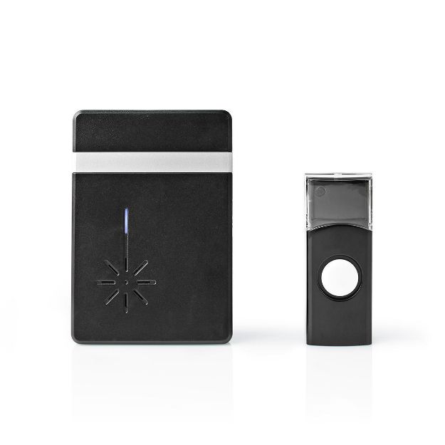 Immagine di Set campanello senza fili  Alimentazione a batteria | 3 V DC | 2x AA | 1x CR2032 | Batterie incluse | Volume: 80 dB | Intervallo segnale: 300 m | IP44 | 36 Melodie | 1 Ricevitore | Alluminio / Nero