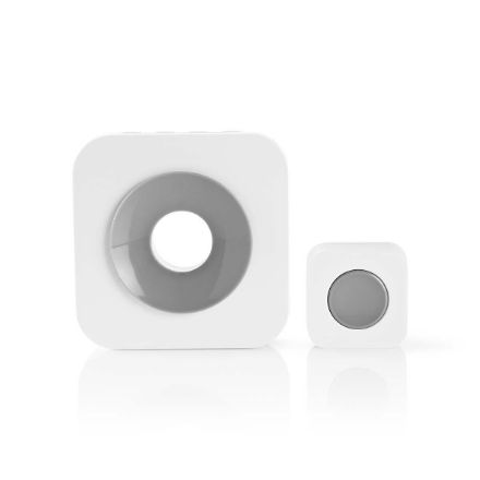 Immagine di Set campanello senza fili  Alimentazione a batteria | 1,5 V DC | 2x AA | 1x CR2032 | Batterie incluse | Volume: 90 dB | Intervallo segnale: 150 m | IP44 | 36 Melodie | 1 Ricevitore | Bianco / Grigio