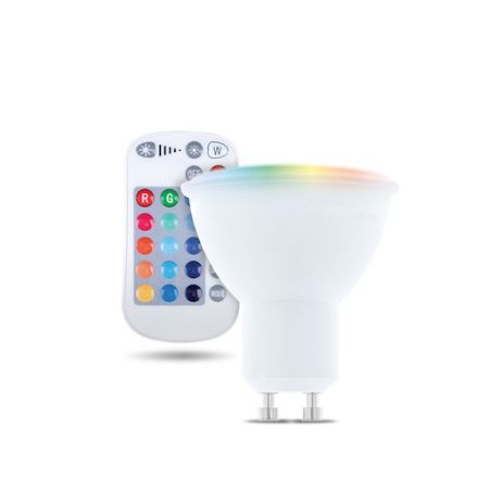 Immagine di Lampadina LED GU10 RGB + Bianco 5W + RC CON TELECOMANDO 
