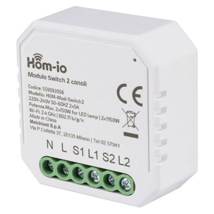 Immagine di  Modulo Dual Switch da incasso 10A 2 Canali WiFi HOM-iO