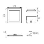 Immagine di FARETTO/PANNELLO - IP44/20 - 6W - 4000K - DIM. 120*120 - FORO 106*106 - KATRO BIANCO