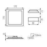 Immagine di FARETTO/PANNELLO - IP44/20 - 12W - DIM. 170*170 - FORO 158*158 - KATRO BIANCO - NW