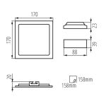 Immagine di FARETTO/PANNELLO - IP44/20 - 12W - DIM. 170*170 - FORO 158*158 - KATRO BIANCO