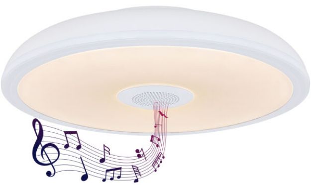 Immagine di RAFFY BIANCO PLAFONIERA LED MUSICALE -LED 18W - RGB 3W - SPEZKER 3W - 3000-4000-6500K - 28*5.5CM