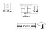 Immagine di PROLED INGROUND QUADRATO DA ESTERNO SLIM - IP67 - WW - 58 *44*40 MM - 24 VDC - FASCIO DELL'ANGOLO ASIMMETRICO 45°/35°