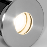 Immagine di PROLED INGROUND ROTONDO DA ESTERNO SLIM - IP67 - WW - 58 DIAM - 44*40 MM - 24 VDC - ANGOLO DEL FASCIO ASIMMETRICO 45°/35°