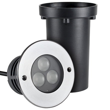 Immagine di FARO A INCASSO PER ESTERNO INGROUND ROTONDO TRILED - RGB - IP67 - DIAM.108 mm - 6W