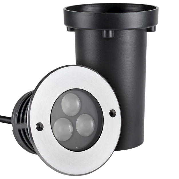 Immagine di FARO A INCASSO PER ESTERNO INGROUND ROTONDO TRILED - RGB - IP67 - DIAM.108 mm - 6W