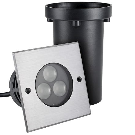 Immagine di FARO A INCASSO PER ESTERNO INGROUND QUADRATO TRILED - RGB - IP67 - 105*109 