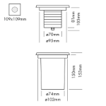 Immagine di FARO A INCASSO PER ESTERNO INGROUND QUADRATO TRILED - RGB - IP67 - 105*109 