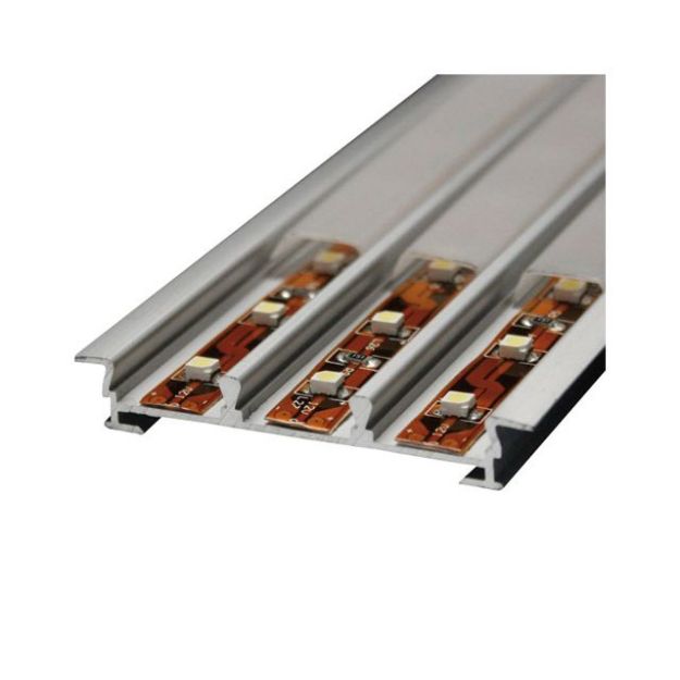 Immagine di Profilo in alluminio per strip led da 12mm da incasso con copertura OPALE  2mt - LR45