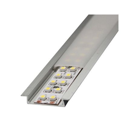 Immagine di Profilo in alluminio per strip led da 20mm da incasso con copertura opale piana 2mt. - LR44