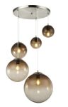 Immagine di LAMPADA A SOSPENSIONE VARUS - 3XE27+2XE27 - 51*120 - METAL CHROMED/GLASS SMOKE 