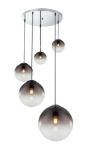 Immagine di LAMPADA A SOSPENSIONE VARUS - 3XE27+2XE27 - 51*120 - METAL CHROMED/GLASS SMOKE 