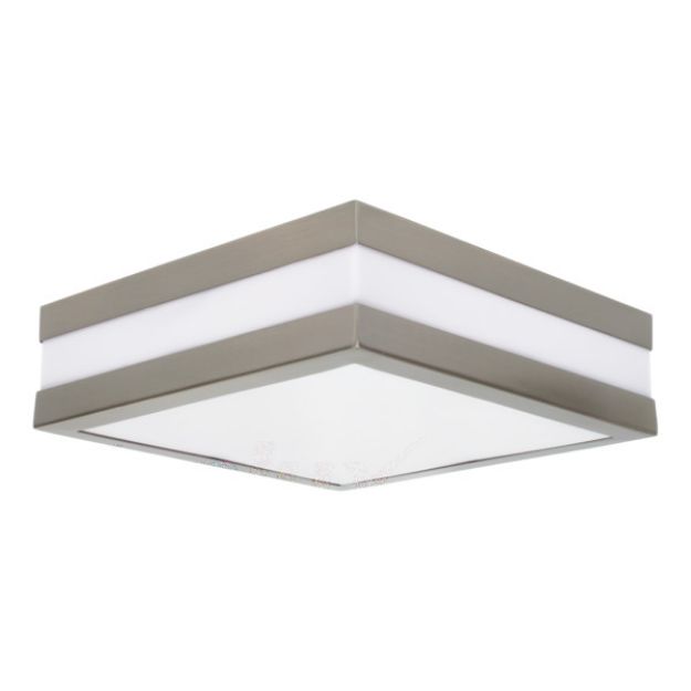 Immagine di PLAFONIERA SOFFITTO E PARETE - 2XE27 - IP44 - NICHEL SATINATO JURBA QUADRATO