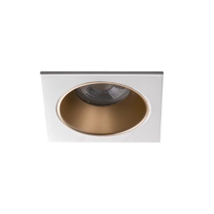 Immagine di GLOZO QUADRATO BIANCO/ORO - FARETTO A INCASSO FISSO - DIM 88*88 - FORO 75 