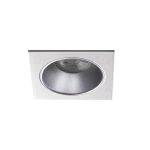 Immagine di GLOZO QUADRATO BIANCO/ARGENTO - FARETTO A INCASSO FISSO - DIM  88*88 - FORO 75