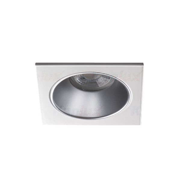Immagine di GLOZO QUADRATO BIANCO/ARGENTO - FARETTO A INCASSO FISSO - DIM  88*88 - FORO 75
