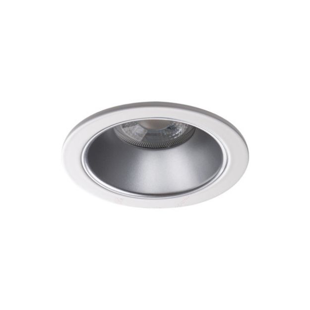 Immagine di GLOZO CIRCOLARE BIANCO/ARGENTO - FARETTO A INCASSO FISSO - DIM 89 - FORO 75