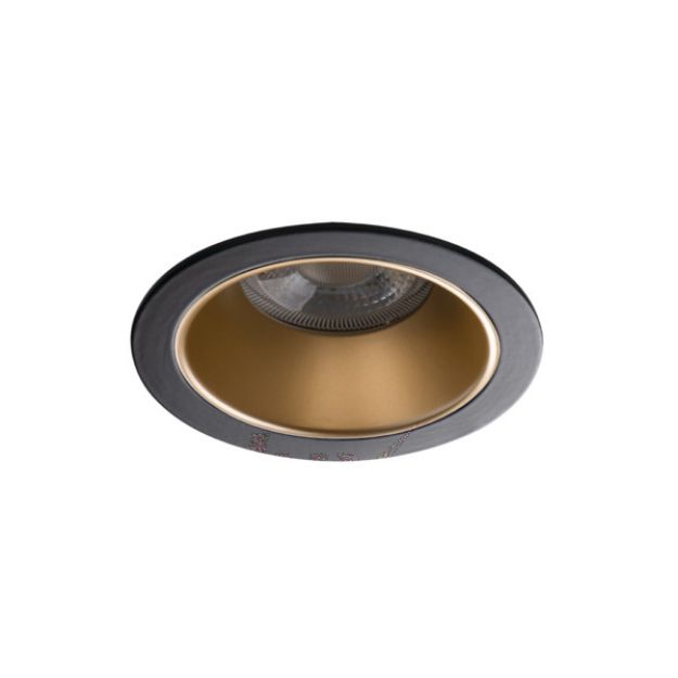 Immagine di GLOZO CIRCOLARE NERO/ORO - FARETTO A INCASSO FISSO - DIM  89 - FORO 75 