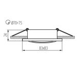 Immagine di FARETTO A INCASSO ORIENTABILE QUADRATO- 30° - DIM 83*83- FORO 70/75 - ALLUMINIO RADAN