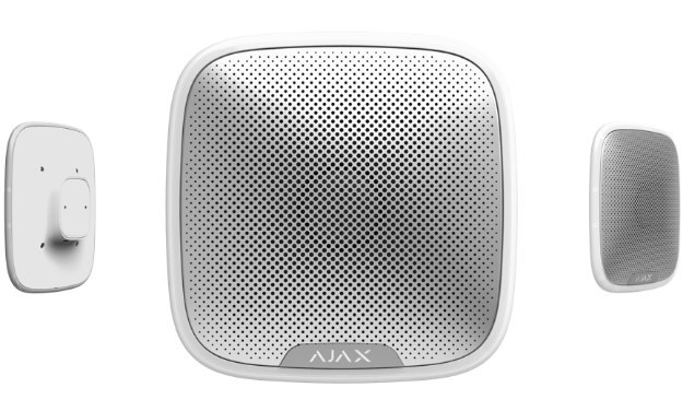 Immagine di StreetSiren Sirena wireless con una cornice LED e un buzzer piezoelettrico. Il dispositivo è progettato per l'installazione sia all'esterno che all'interno.