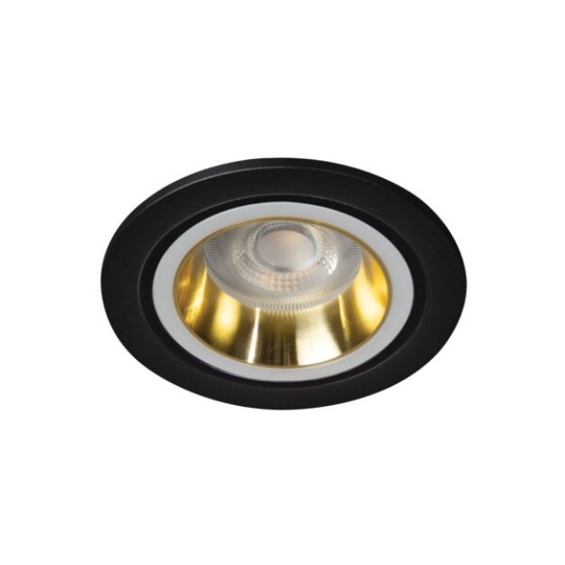 Immagine di FELINE DSO CIRCOLARE - FARETTO A INCASSO FISSO - NERO/ORO - DIM 90 - FORO 77 MM 