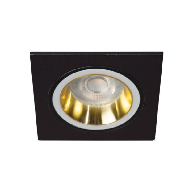 Immagine di FELINE DSL QUADRATO - FARETTO A INCASSO FISSO - NERO/ORO - DIM 92X92 - FORO 77 MM