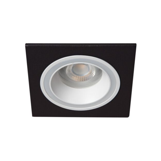 Immagine di FELINE DSL QUADRATO - FARETTO A INCASSO FISSO - NERO/BIANCO - DIM 92X92 - FORO 77 MM 