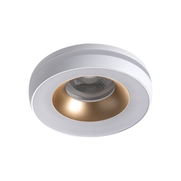 Immagine di ELICEO CIRCOLARE - FARETTO A INCASSO FISSO - BIANCO ORO - DIM 96*25 - FORO 68 MM 