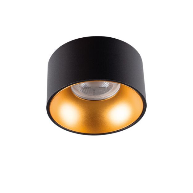 Immagine di MINI RITI CIRCOLARE - FARETTO A INCASSO FISSO - NERO/ORO - IP20 -  DIM 85 - FORO  Ø68-71 