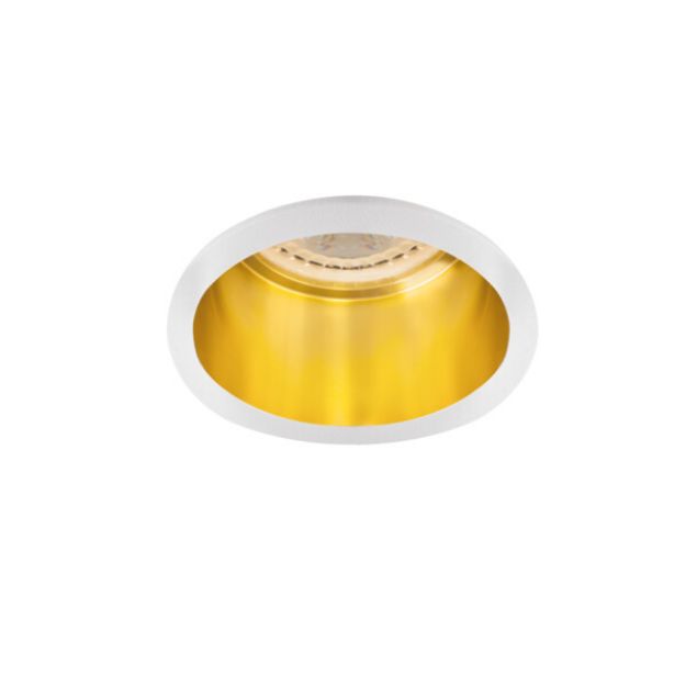 Immagine di SPAG CIRCOLARE D - FARETTO A INCASSO FISSO - BIANCO/ORO - DIM 68 - FORO Ø61-62