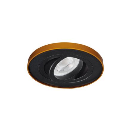 Immagine di TINY BORD CIRCOLARE - FARETTO A INCASSO ORIENTABILE - 30° - NERO/ORO- IP20 - DIM 98 - FORO 85 MM- SPORGENZA DAL SOFFITTO DI 10 MM 
