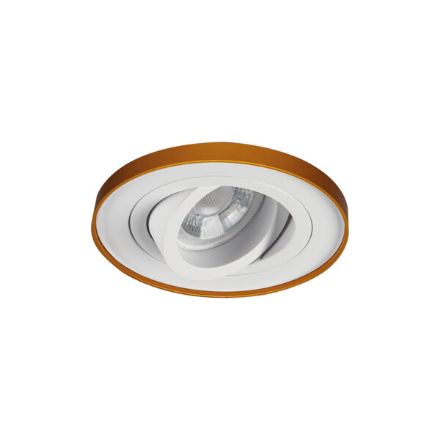 Immagine di TINY BORD CIRCOLARE - FARETTO A INCASSO ORIENTABILE - 30° - BIANCO/ORO- IP20 - DIM 98 - FORO 85 MM- SPORGENZA DAL SOFFITTO DI 10 MM 