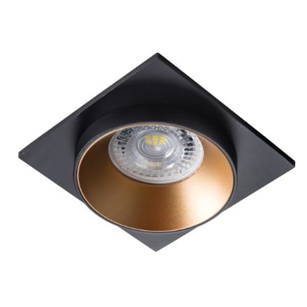 Immagine di SIMEN QUADRATO - FARETTO A INCASSO FISSO - NERO/ORO- IP20 - DIM 92*92- FORO 68 MM- LIEVE SPORGENZA DAL SOFFITTO