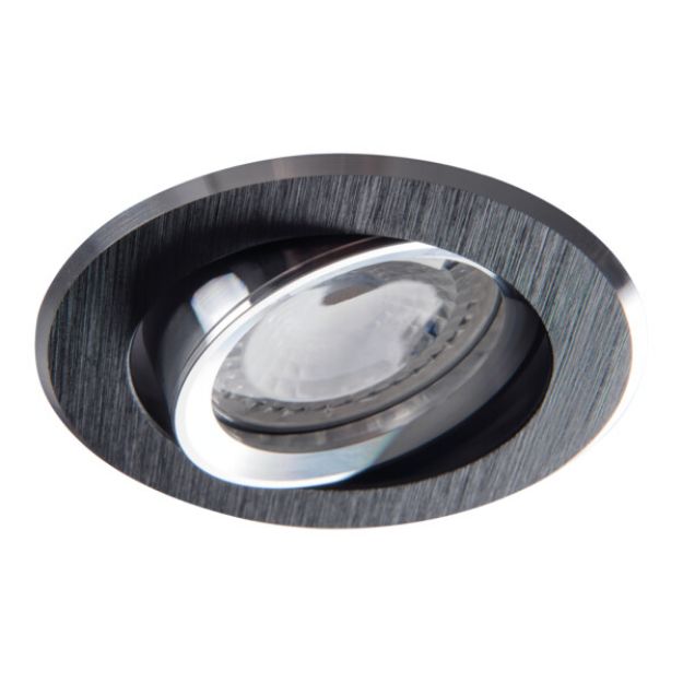 Immagine di GWEN CIRCOLARE - FARETTO A INCASSO  ORIENTABILE 30° - NERO ANODIZZATO - IP20 - DIM 82 - FORO 70/75 MM 