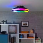 Immagine di PLAFONIERA CON VENTILATORE CCT + RGB  CON TELECOMANDO - 150*485 MM - MAX 48W - 150° - IP20